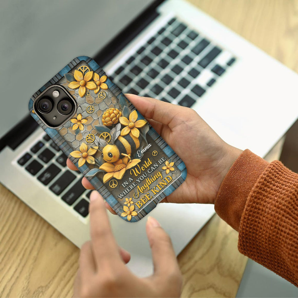 In A World Where You Can Be Anything Be Kind - Personalized Hippie Full Print Phone Case