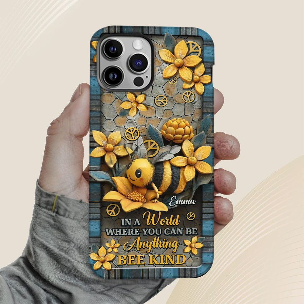 In A World Where You Can Be Anything Be Kind - Personalized Hippie Full Print Phone Case