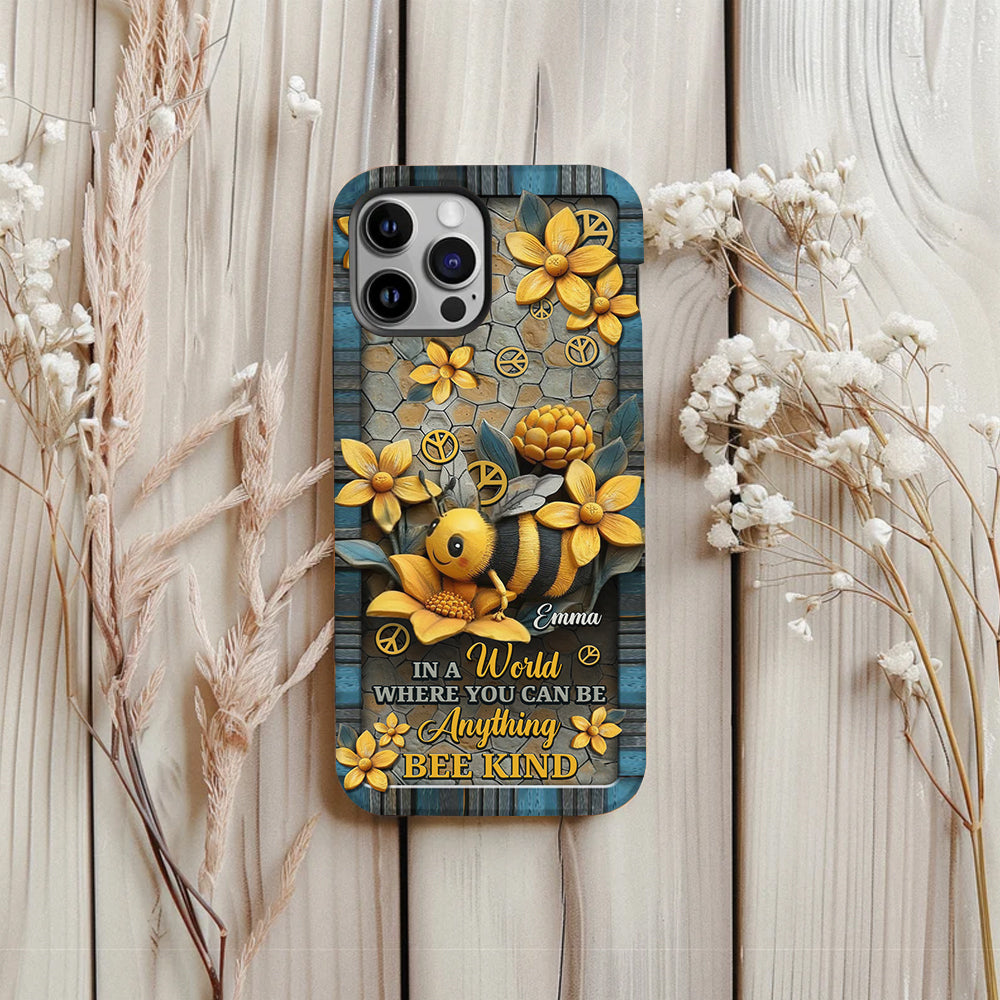 In A World Where You Can Be Anything Be Kind - Personalized Hippie Full Print Phone Case