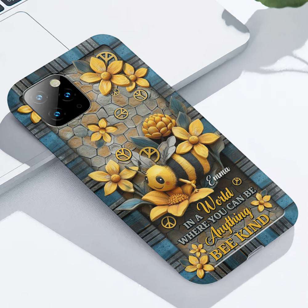 In A World Where You Can Be Anything Be Kind - Personalized Hippie Full Print Phone Case