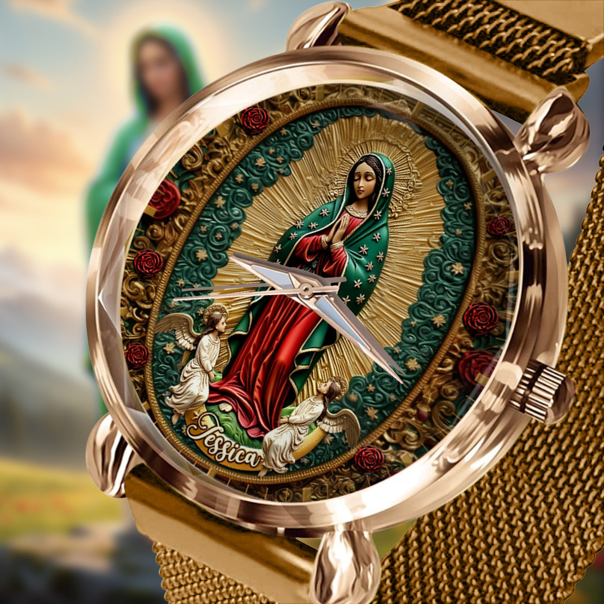 Our Lady Of Guadalupe - Personalized Christian Women Hand Watch