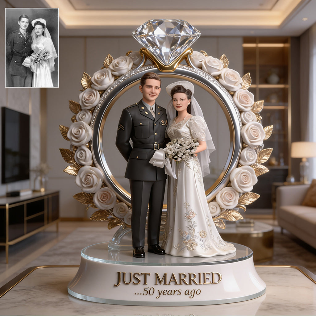 Just Married, Funny And Sentimental Anniversary Gift For Partner - Personalized Couple Custom Shaped Acrylic Plaque