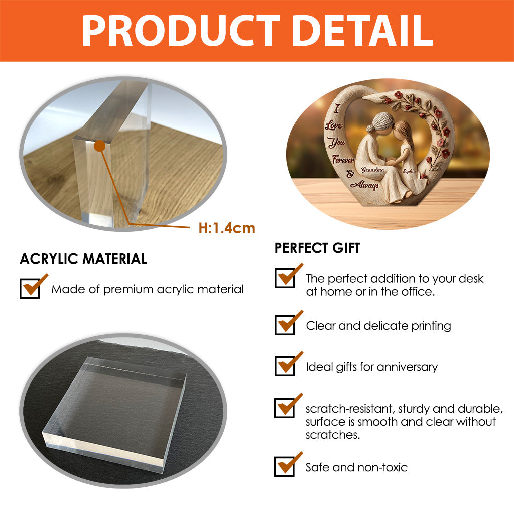 The Love Between Grandma And Granddaughter Is Forever - Personalized Kid Custom Shaped Acrylic Plaque