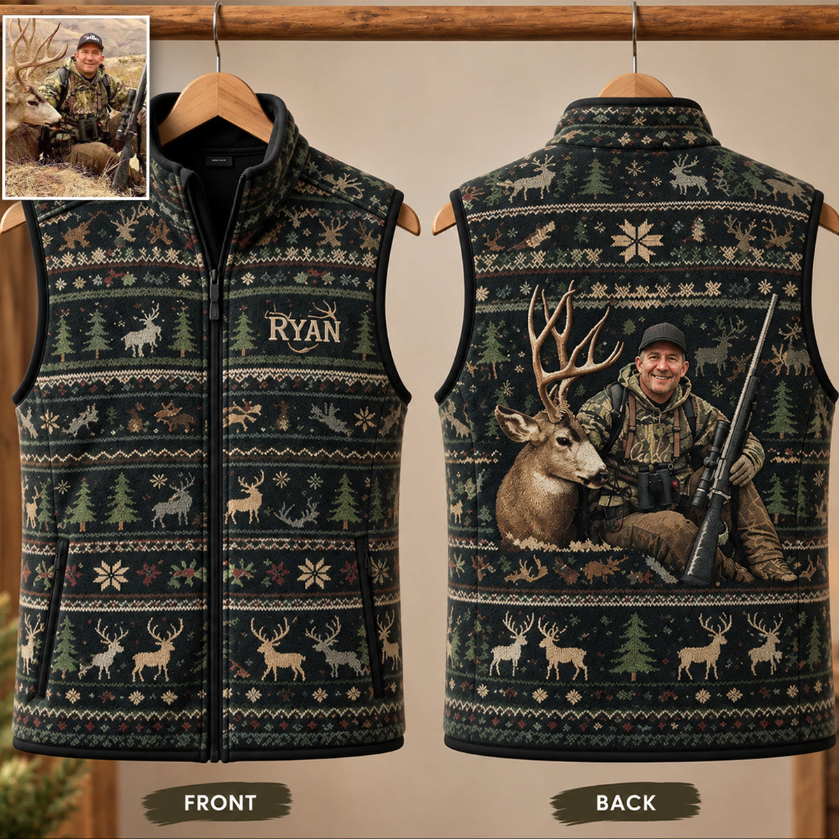Born To Hunt - Personalized Hunting Flannel Fleece Vest
