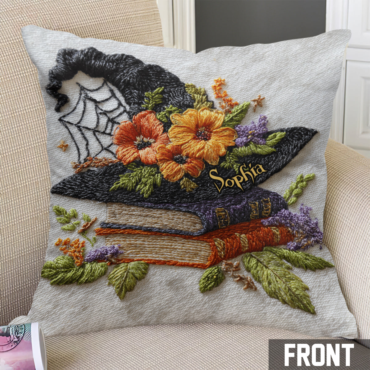 Beautiful Witch Hat - Personalized Witch Throw Pillow