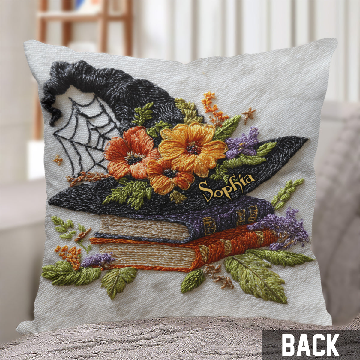 Beautiful Witch Hat - Personalized Witch Throw Pillow