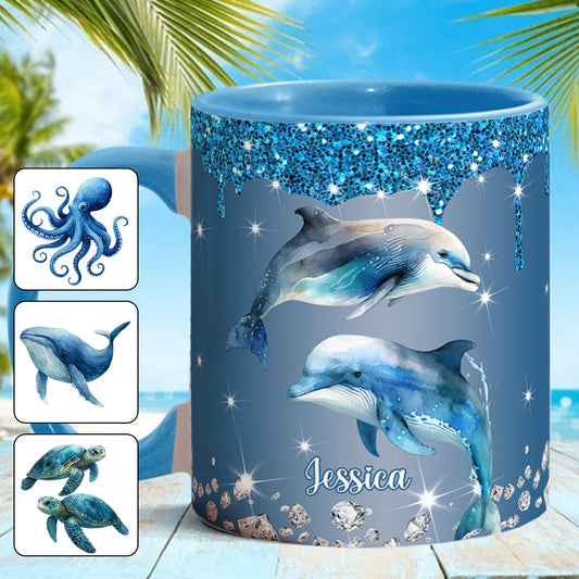 Beautiful Dolphins/ Turtle/ Whale.... - Personalized Sea Lover Accent Mug