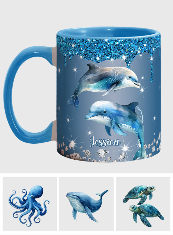 Beautiful Dolphins/ Turtle/ Whale.... - Personalized Sea Lover Accent Mug