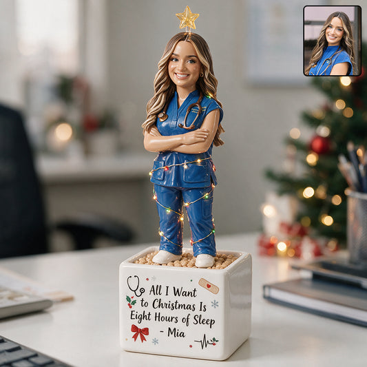 Merry Little Shift Change - Personalized Nurse LED Light Ceramic Pot
