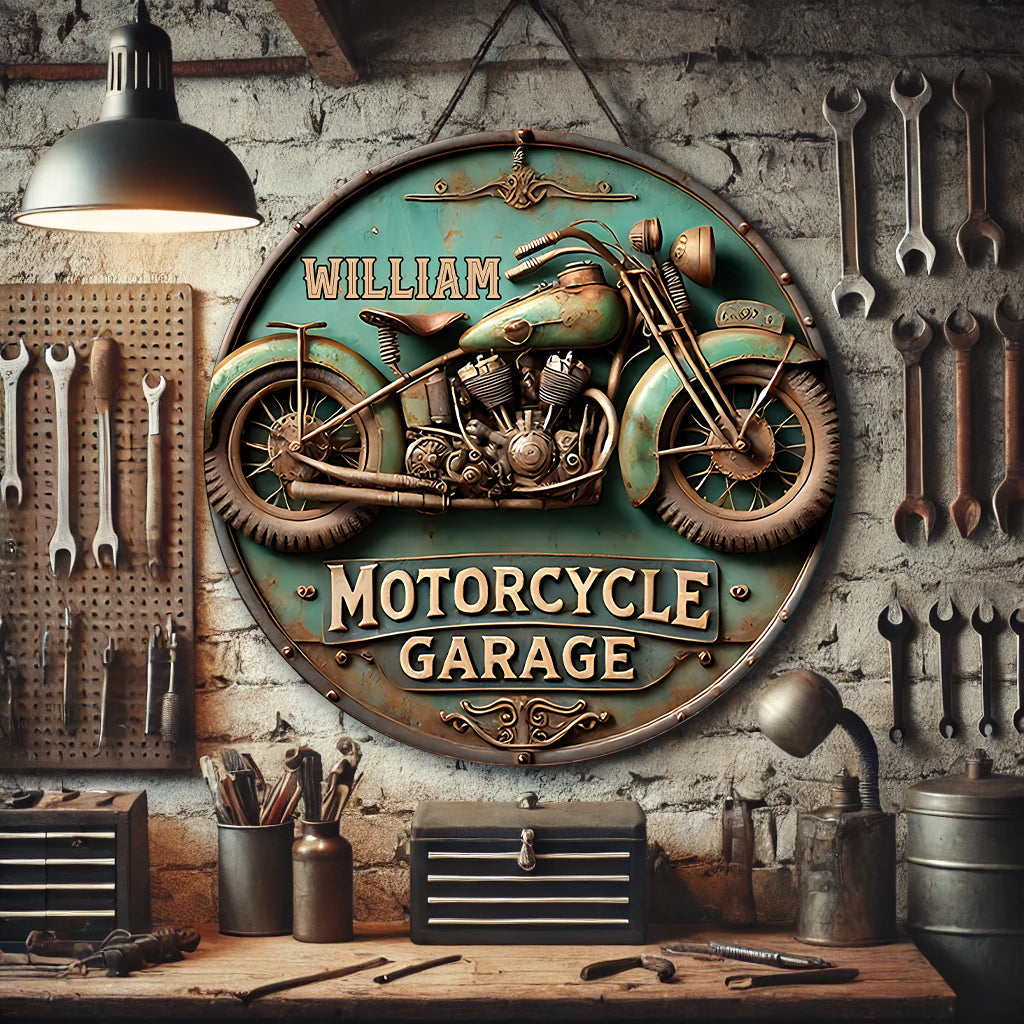 Motorcycle Lover - Personalized Biker Round Metal Sign
