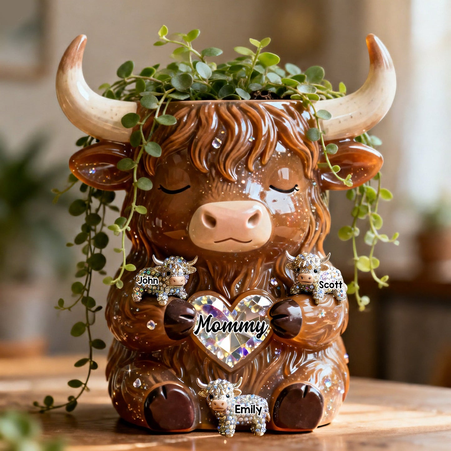 Farm Life - Personalized Highland Cow Custom Shape Acrylic Flower Vase