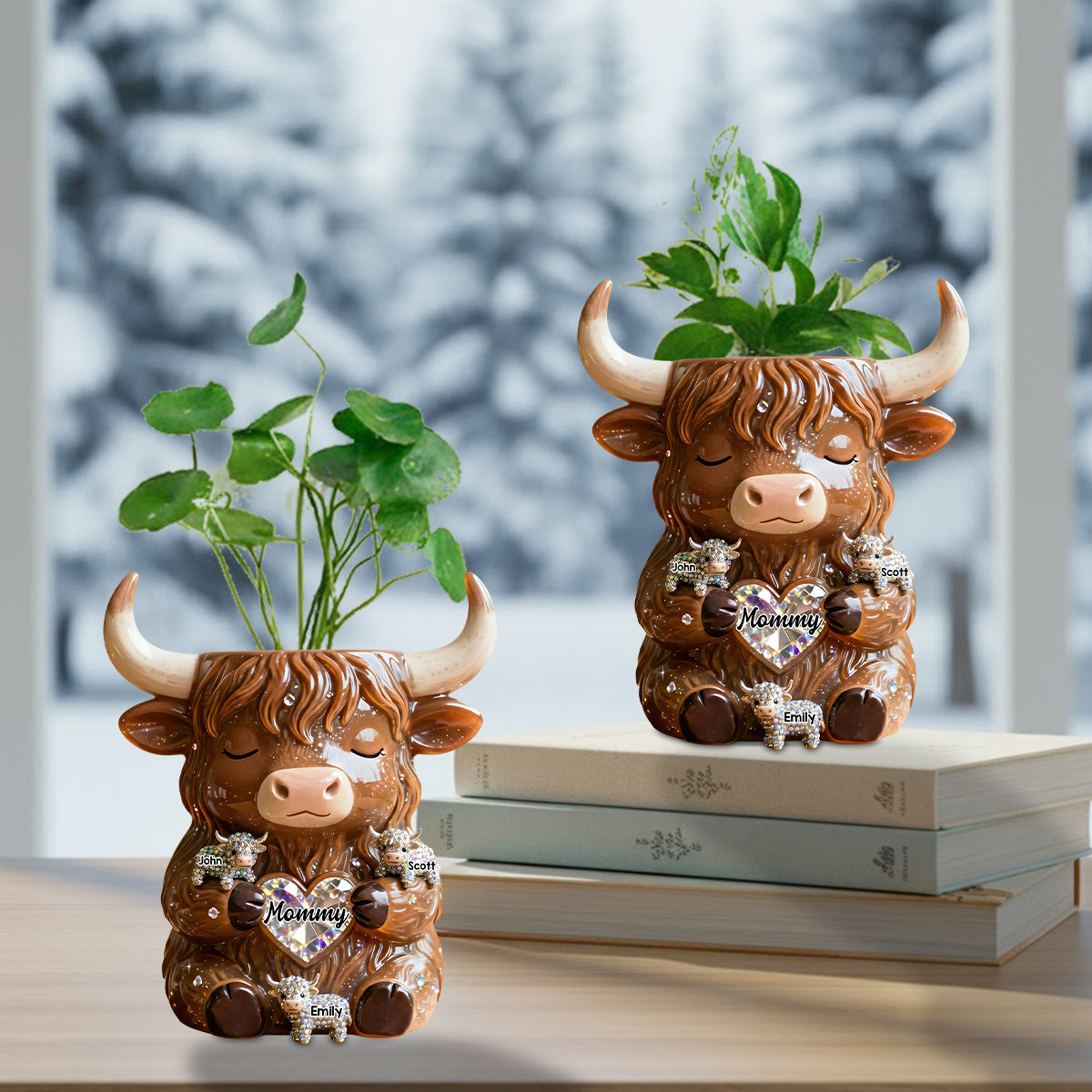 Farm Life - Personalized Highland Cow Custom Shape Acrylic Flower Vase