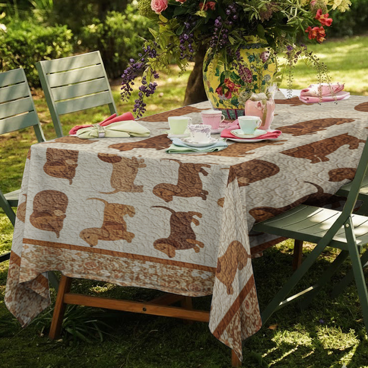 Love Dachshund - Personalized Dachshund Table Cloth Cover