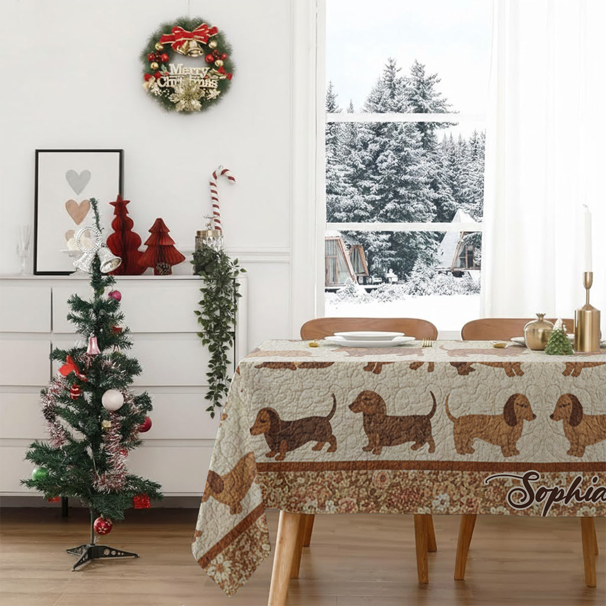 Love Dachshund - Personalized Dachshund Table Cloth Cover