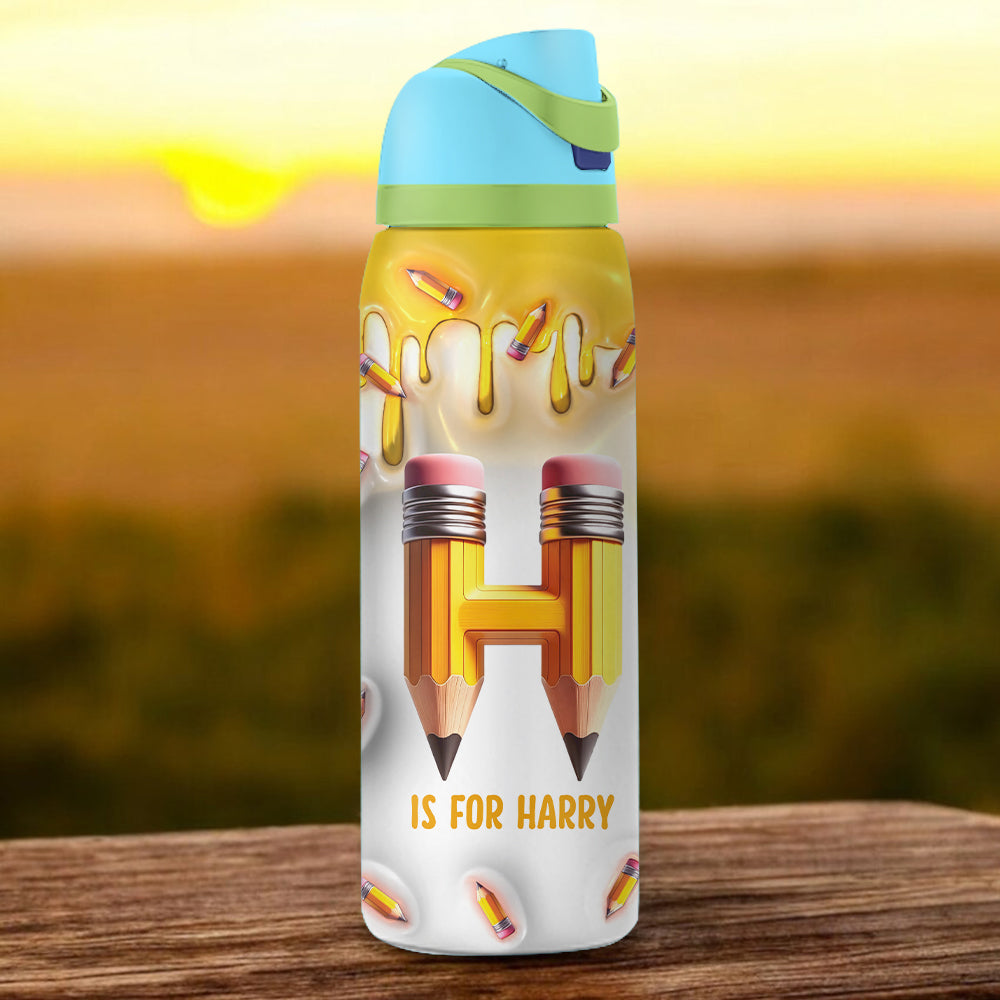 Pencil Alphabet Custom Name - Personalized Kid 2-In-1 Spout Water Bottle