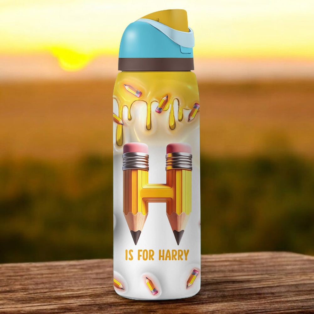 Pencil Alphabet Custom Name - Personalized Kid 2-In-1 Spout Water Bottle