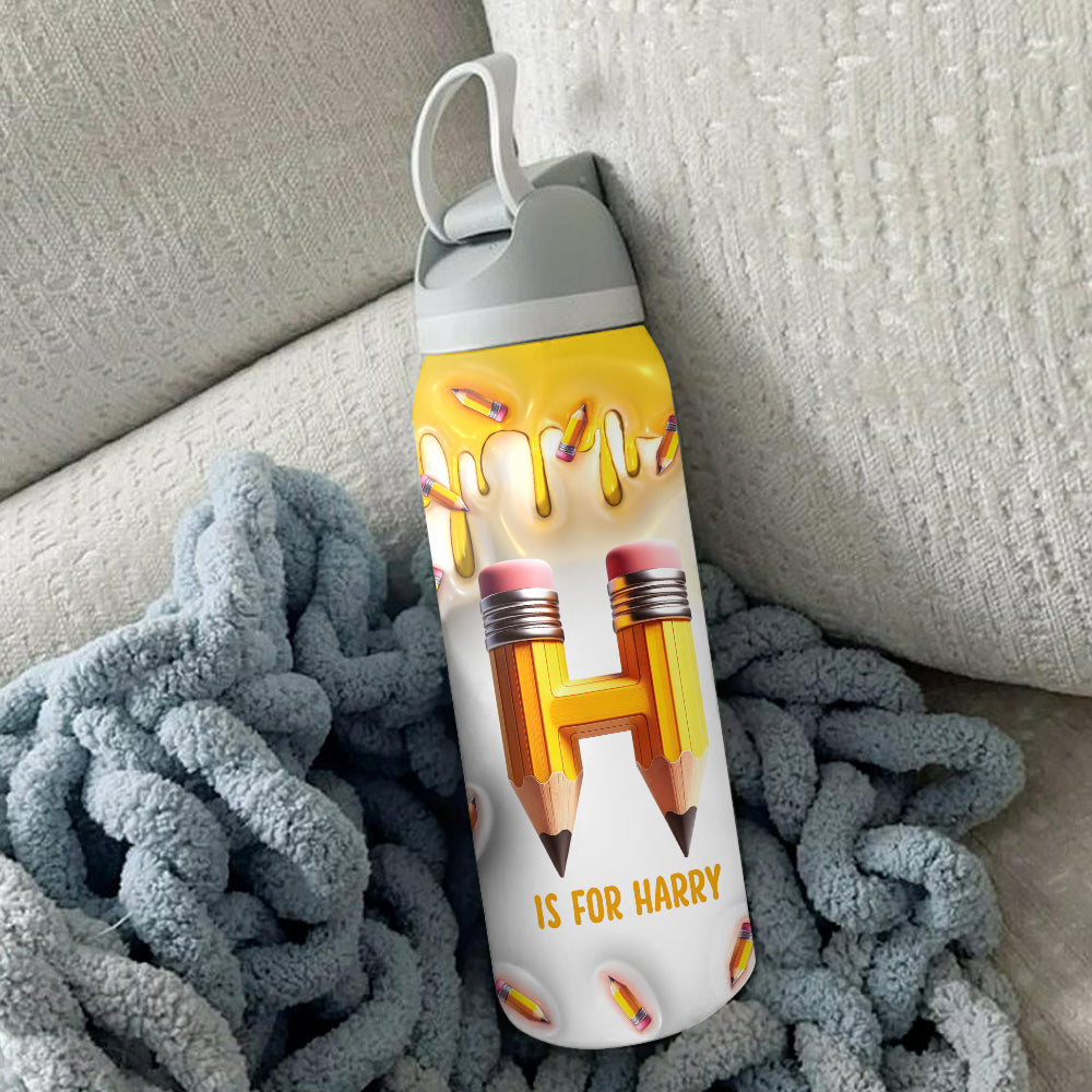 Pencil Alphabet Custom Name - Personalized Kid 2-In-1 Spout Water Bottle