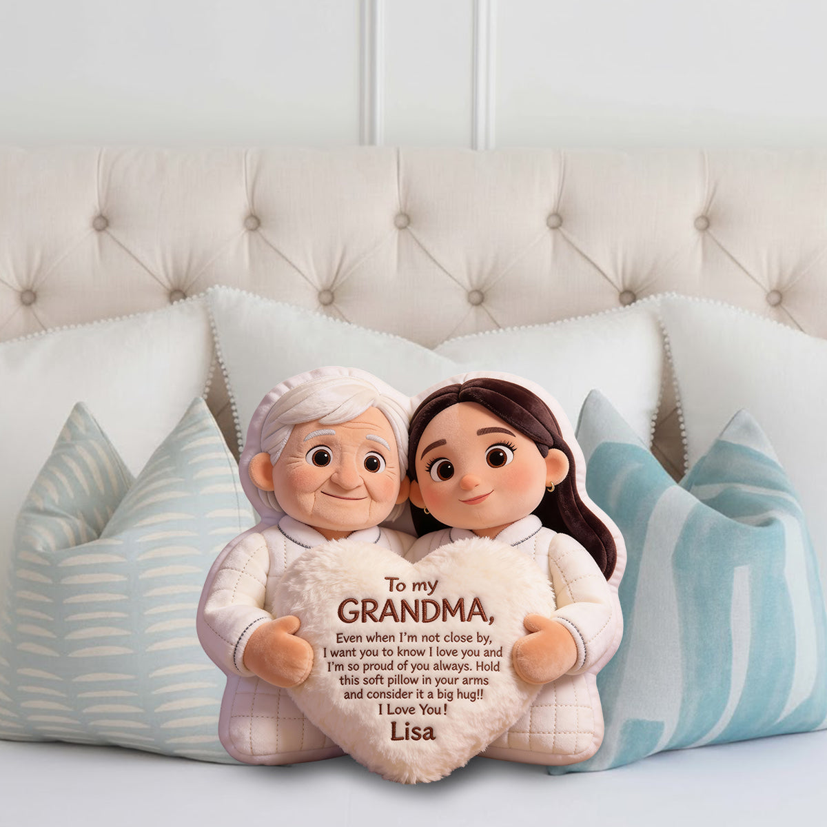 To My Grandma - Personalized Grandma Faux Fur Shaped Pillow