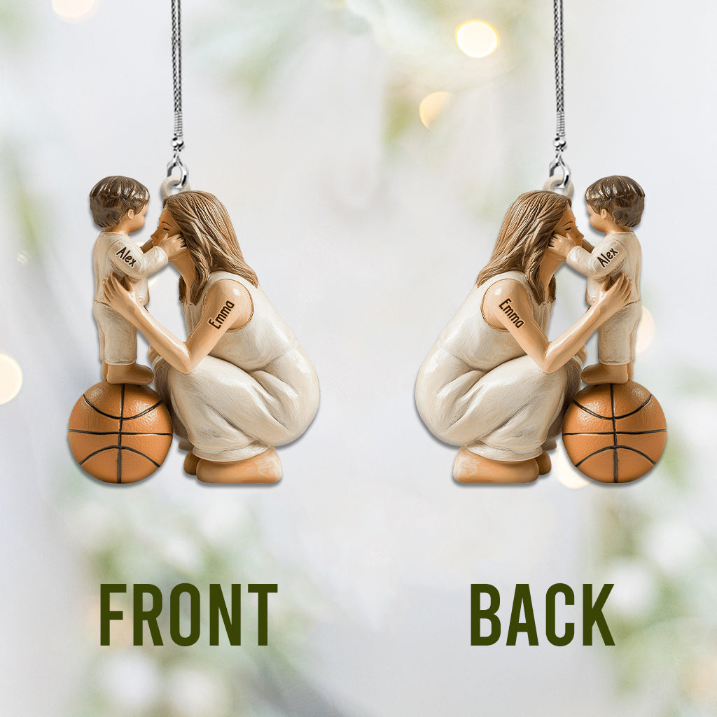 Any Sport Mom, Basketball Mom, Football Mom, Softball Mom, Baseball Mom - Personalized Basketball Car Ornament