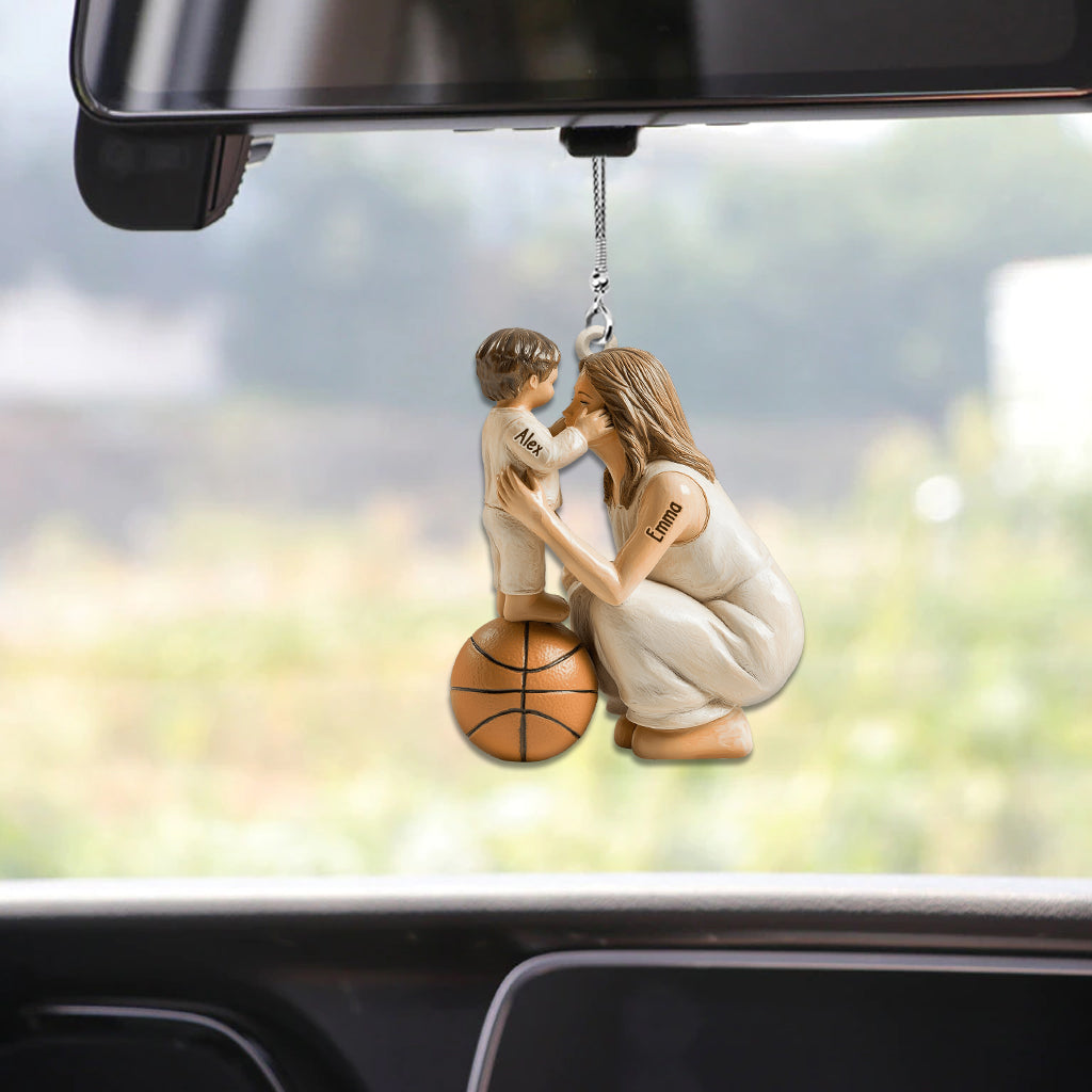 Any Sport Mom, Basketball Mom, Football Mom, Softball Mom, Baseball Mom - Personalized Basketball Car Ornament