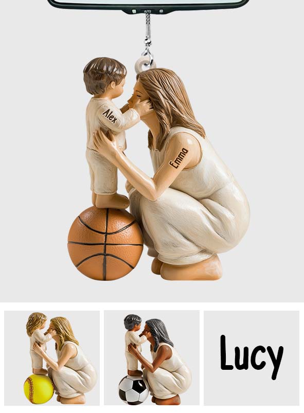Any Sport Mom, Basketball Mom, Football Mom, Softball Mom, Baseball Mom - Personalized Basketball Car Ornament