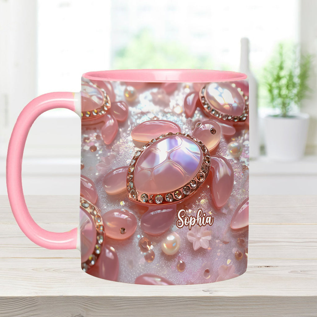 Pink Turtle - Personalized Turtle Accent Mug