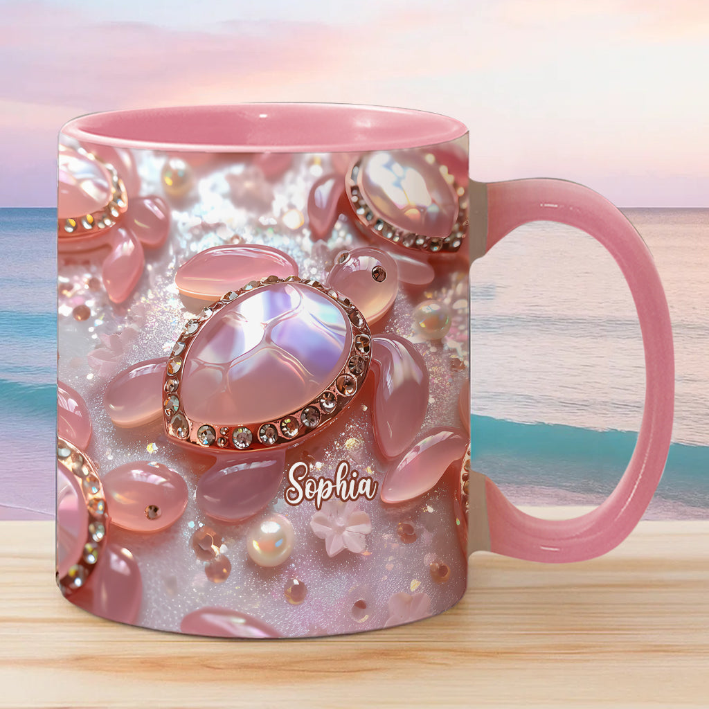 Pink Turtle - Personalized Turtle Accent Mug