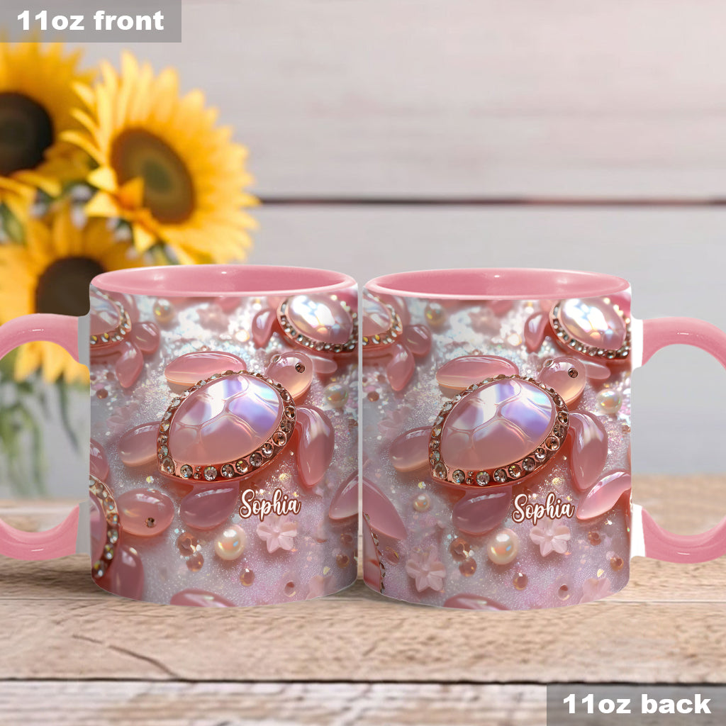 Pink Turtle - Personalized Turtle Accent Mug
