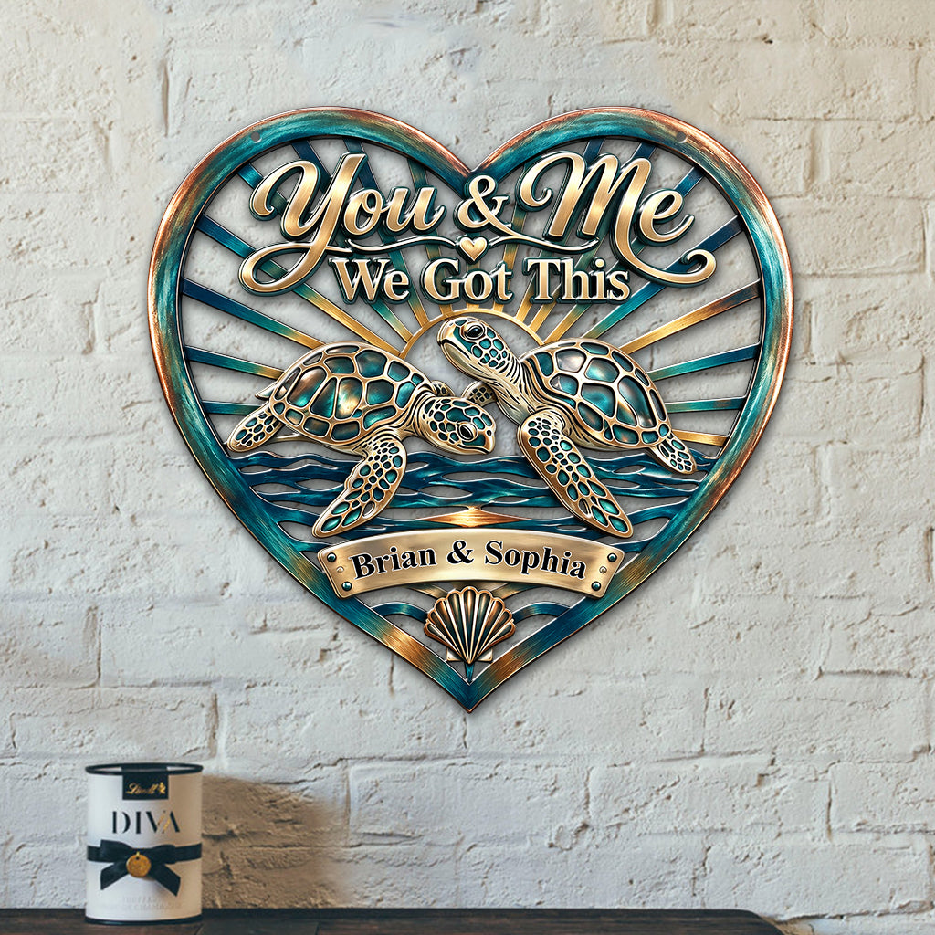 You & Me, We Got This, Turtle/ Deer/ Wolf/ Dragon... Couple Wall Art - Personalized Couple 3D Printed Cut Metal Sign