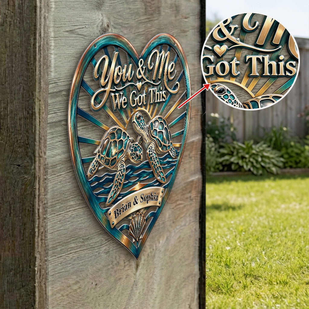 You & Me, We Got This, Turtle/ Deer/ Wolf/ Dragon... Couple Wall Art - Personalized Couple 3D Printed Cut Metal Sign