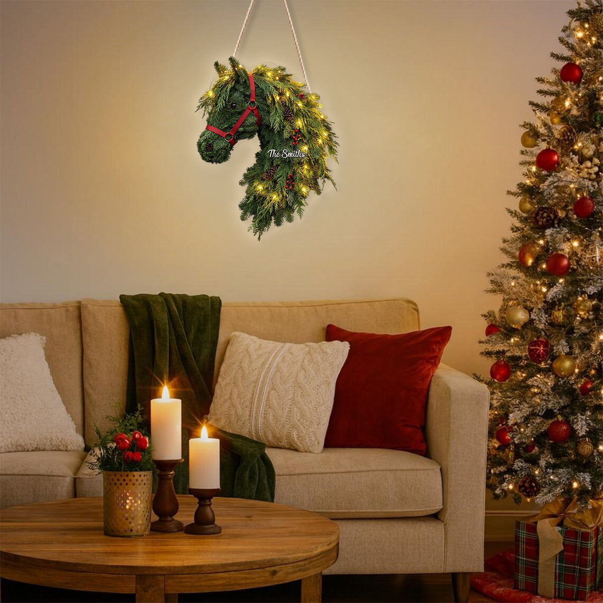 Horse Wreath - Personalized Horse LED Light Acrylic Sign