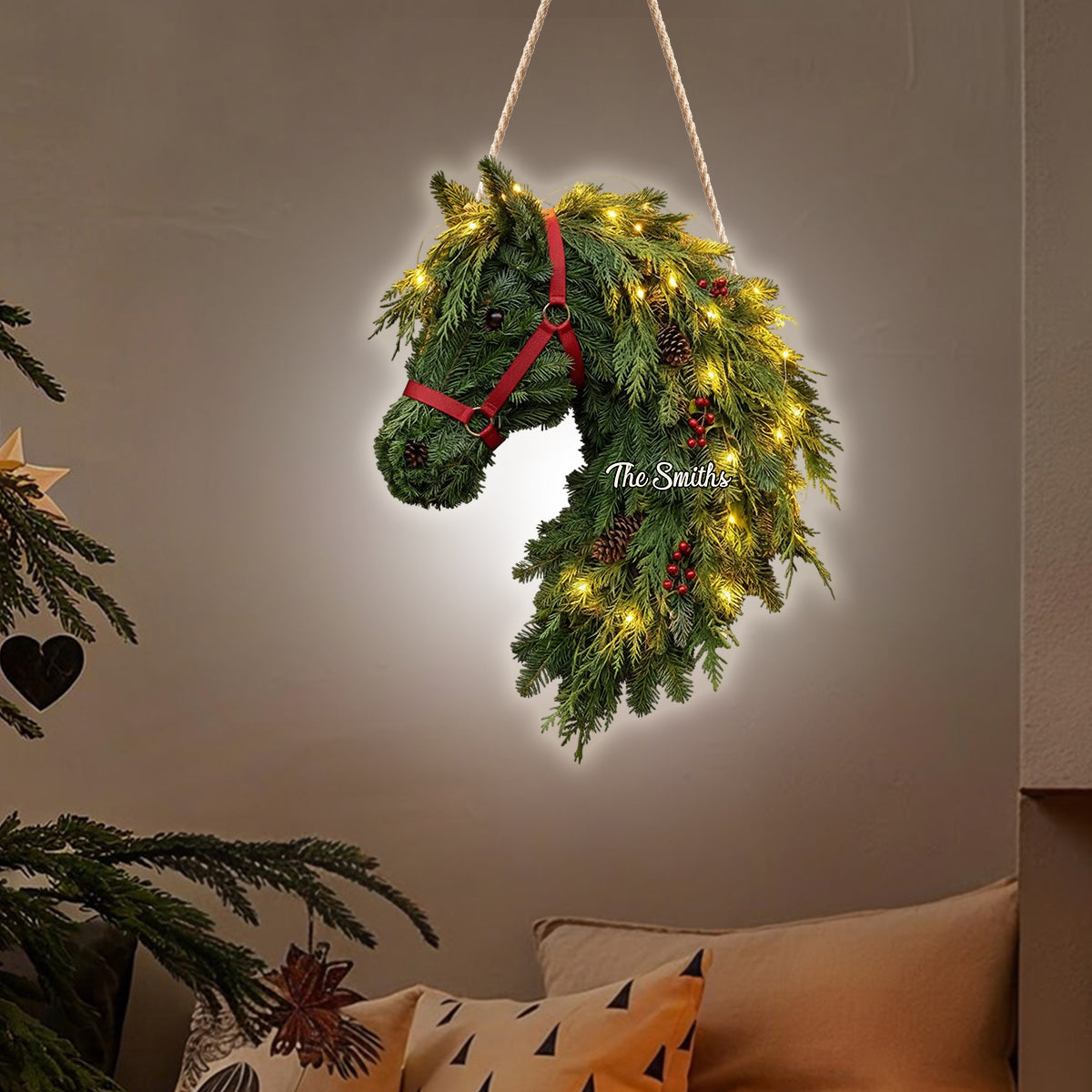 Horse Wreath - Personalized Horse LED Light Acrylic Sign