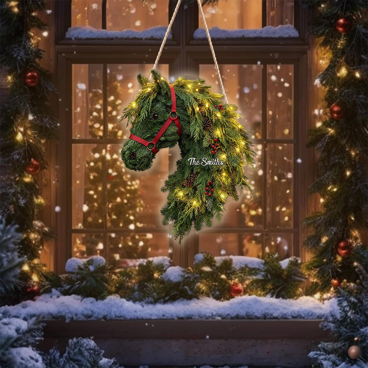 Horse Wreath - Personalized Horse LED Light Acrylic Sign