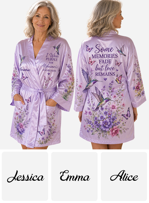 Fight Against Alzheimer, Alzheimer Awareness Gift - Personalized Alzheimer Awareness Satin Robe