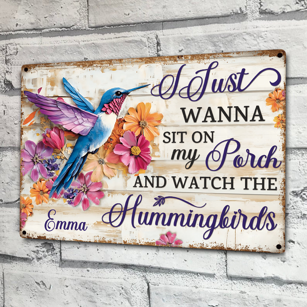 Colorful Hummingbird - Personalized Hummingbird Rectangle Metal Sign