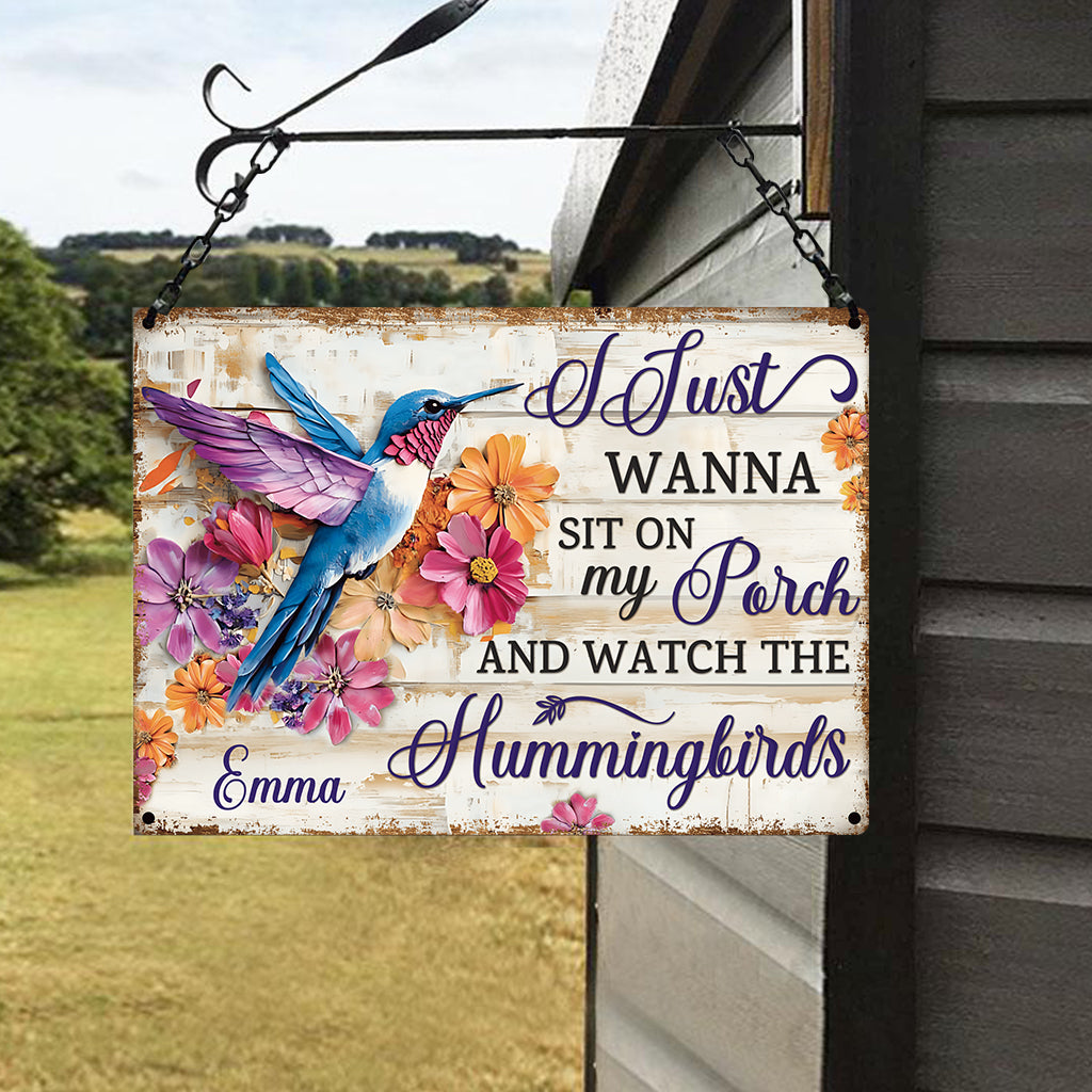 Colorful Hummingbird - Personalized Hummingbird Rectangle Metal Sign