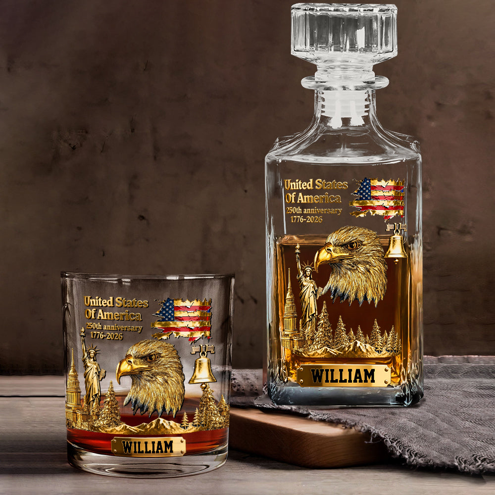 250th Anniversary - Personalized Bald Eagle Whiskey Glass