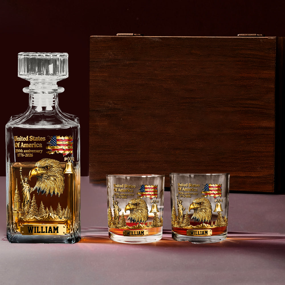 250th Anniversary - Personalized Bald Eagle Whiskey Glass