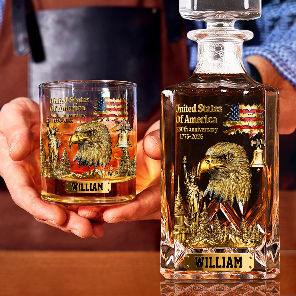 250th Anniversary - Personalized Bald Eagle Whiskey Glass