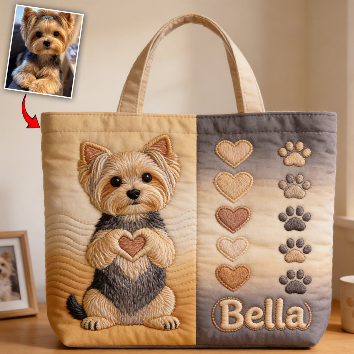 Love Dogs - Personalized Dog Quilted Tote Bag