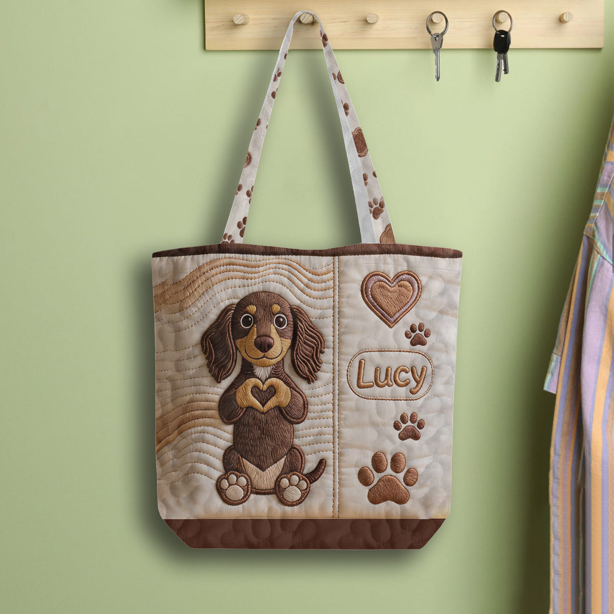 Love Dogs - Personalized Dog Quilted Tote Bag