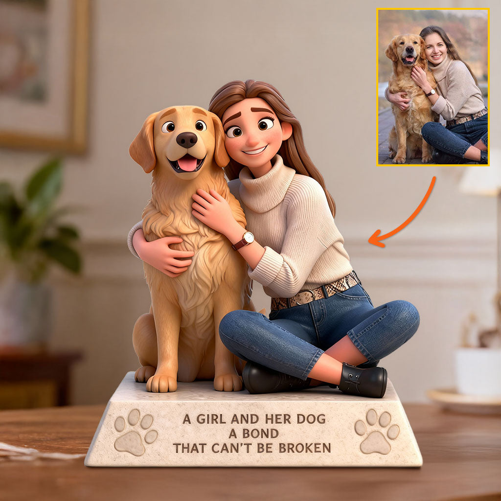 A Girl/Man And Her/His Dogs Custom From Any Photo - Personalized Dog Custom Shaped Acrylic Plaque