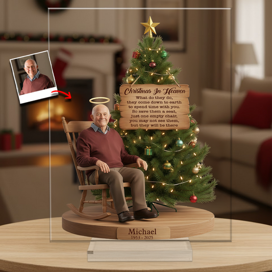 Christmas In Heaven - Personalized Memorial Transparent Acrylic Plaque