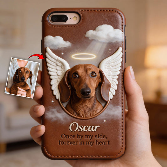 Once By My Side - Personalized Dog Leather Phone Case