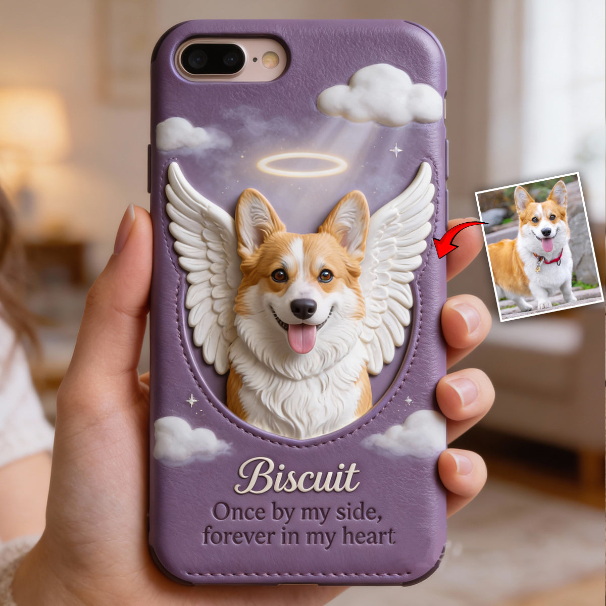 Once By My Side - Personalized Dog Leather Phone Case