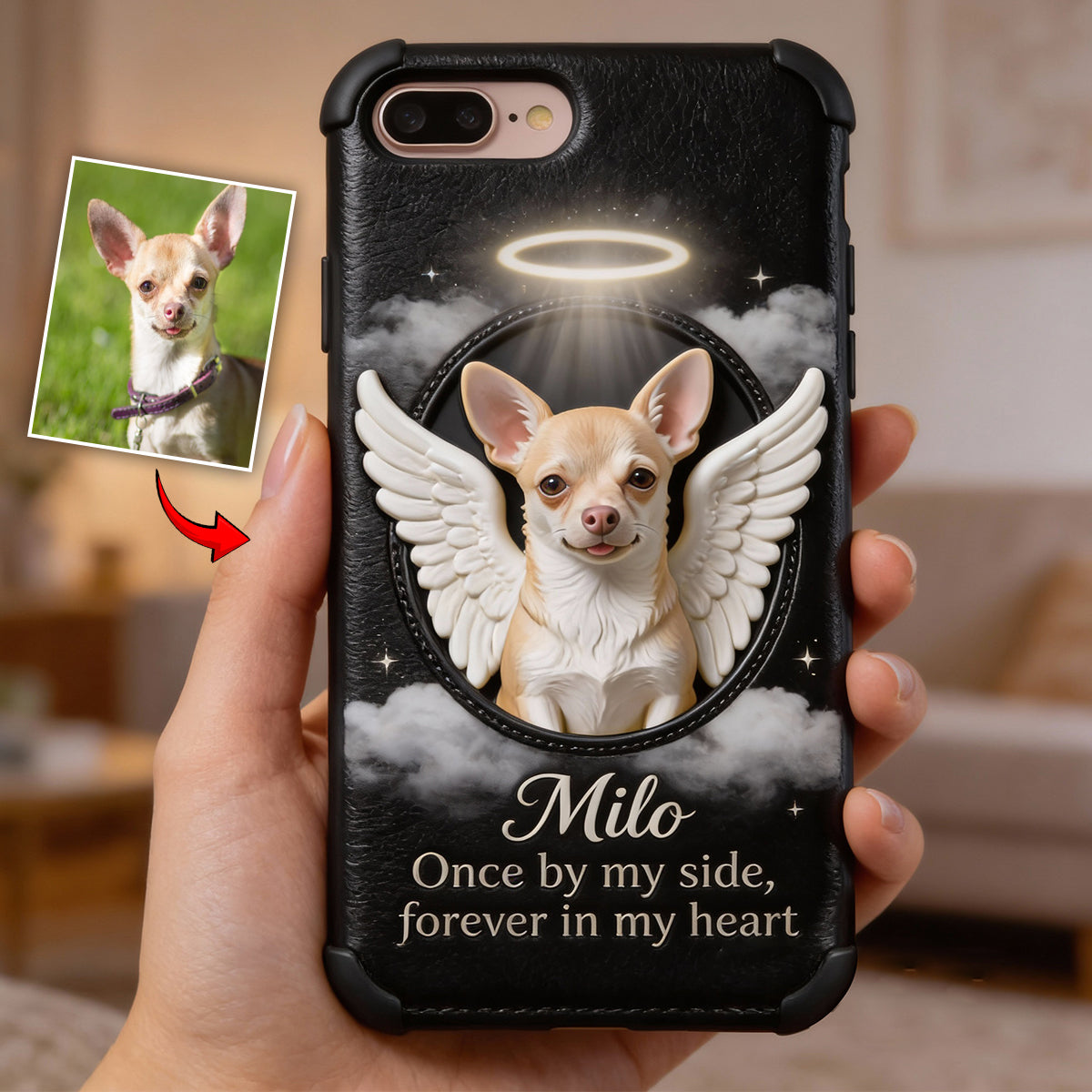 Once By My Side - Personalized Dog Leather Phone Case