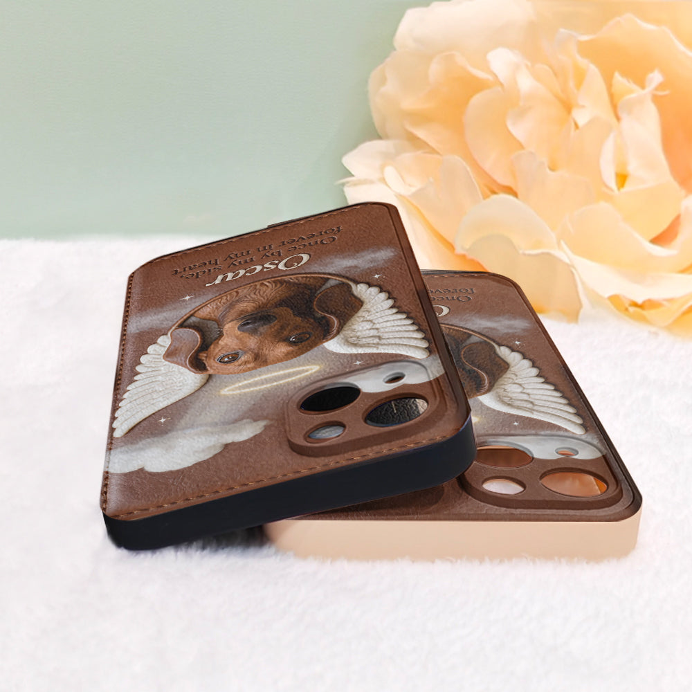 Once By My Side - Personalized Dog Leather Phone Case