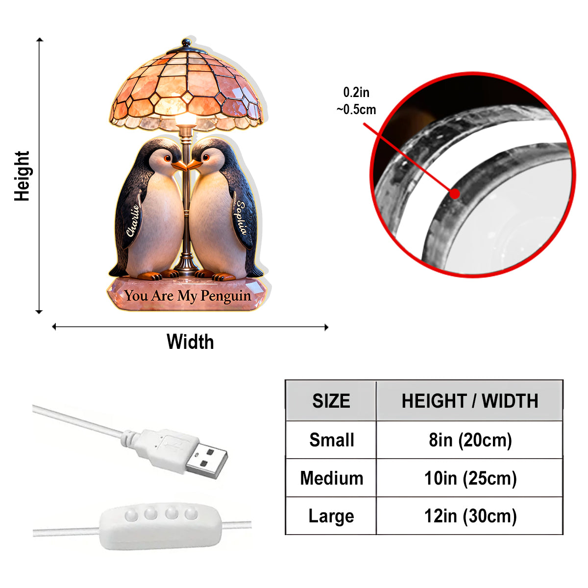 You Are My Penguin - Personalized Penguin Lover Acrylic LED Night Light