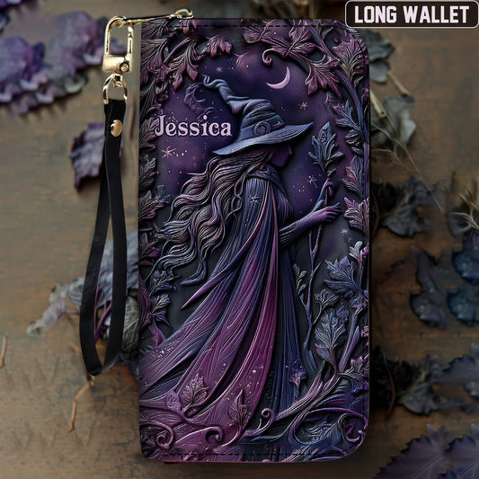 Purple Witch - Personalized Witch Leather Long Wallet
