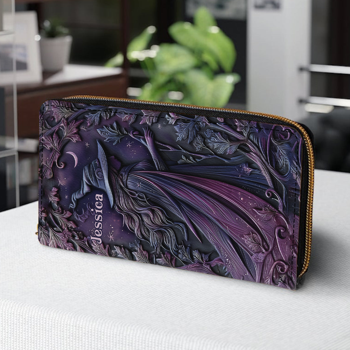 Purple Witch - Personalized Witch Leather Long Wallet